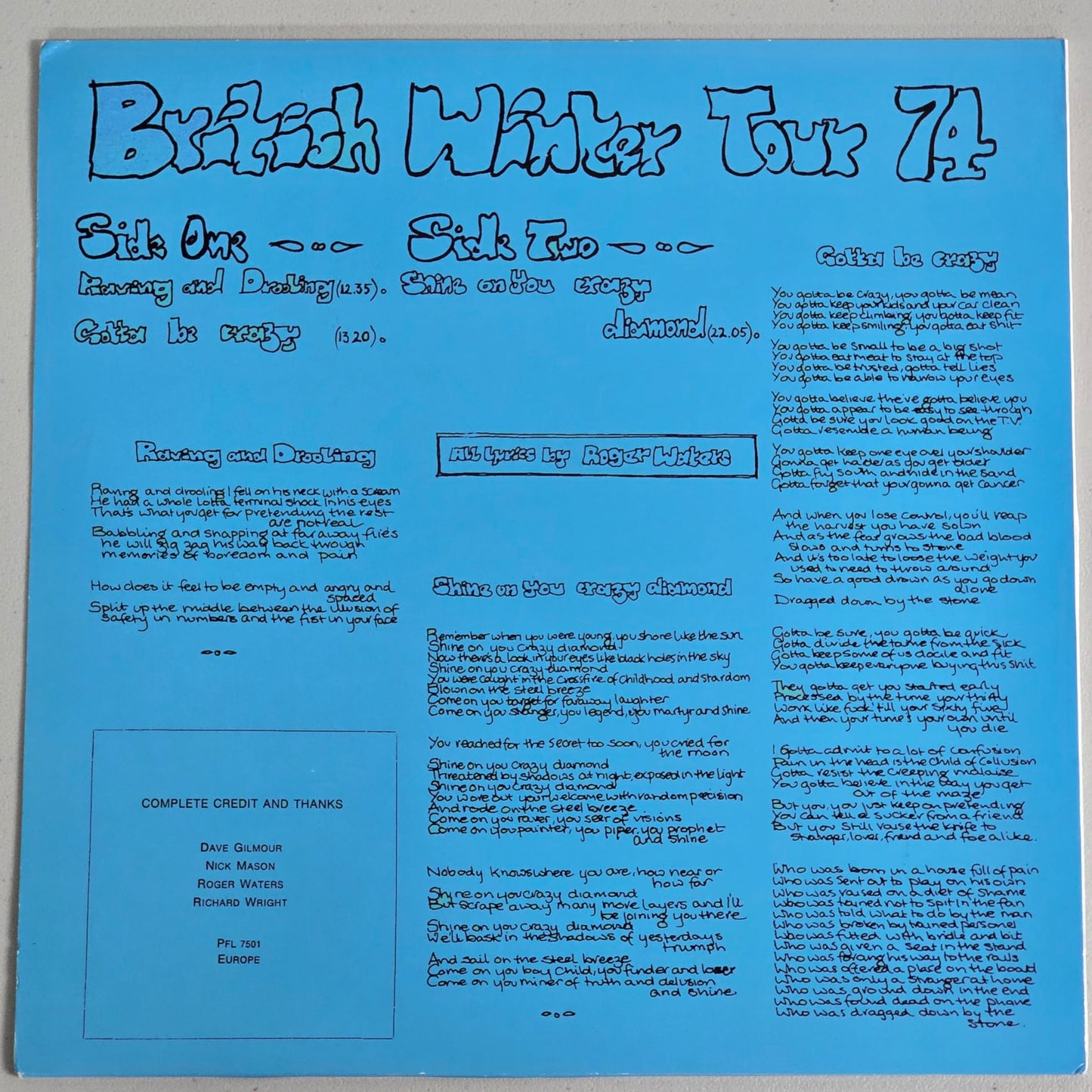 Pink Floyd - British Winter Tour 74