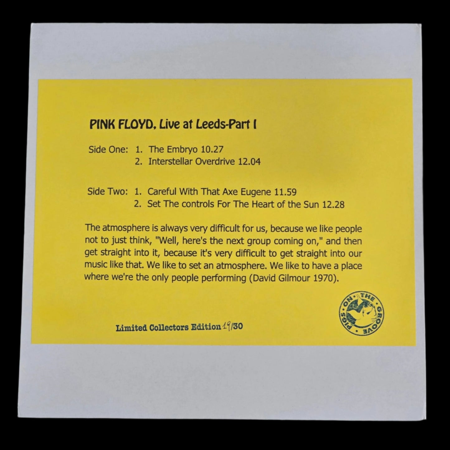 Pink Floyd - Live at Leeds - PART 1 of 2 - Acetate