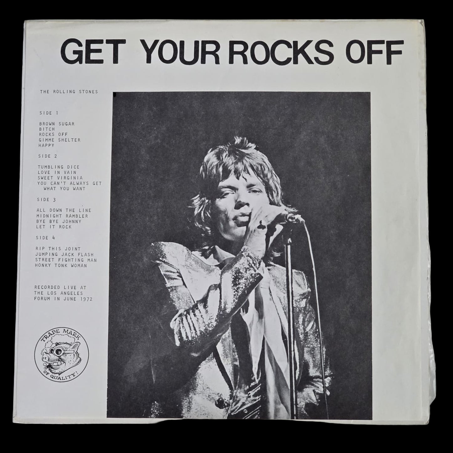 Rolling Stones - Get Your Rocks Off - TMQ 2806 - 1973 US Bootleg - NM NM Translucent Orange Brown Vinyl