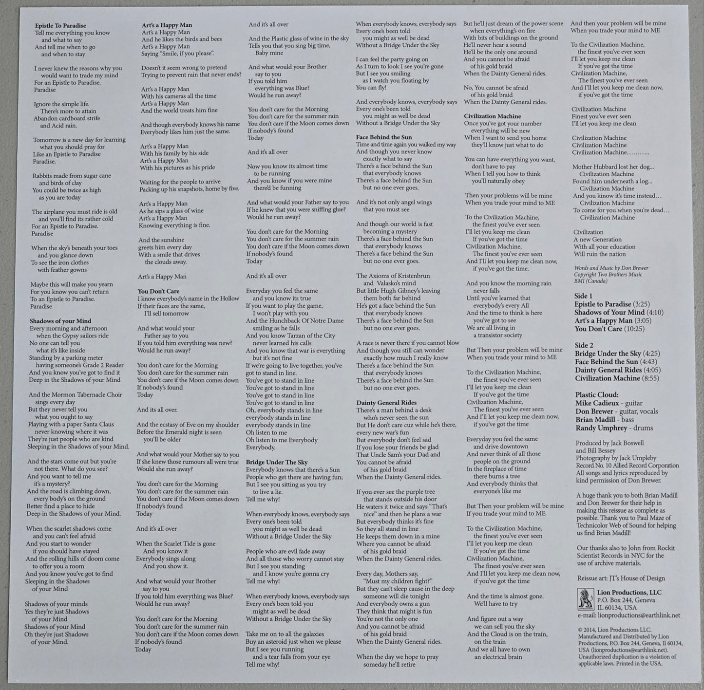 The Plastic Cloud - US 2014 Reissue