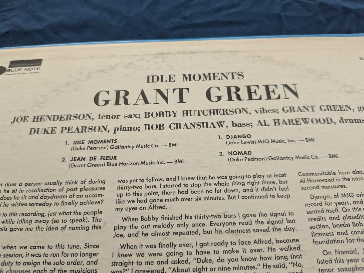 Grant Green – Idle Moments – 1966 US Stereo Blue Note – VG/VG+