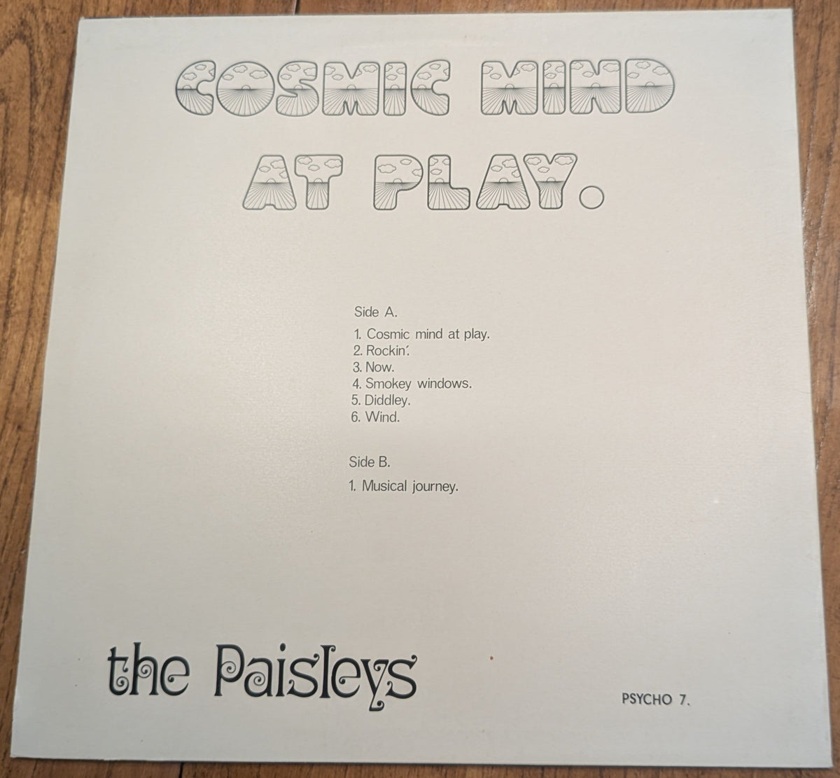 The Paisleys Cosmic Mind At Play 1983 Psycho Records LP back cover