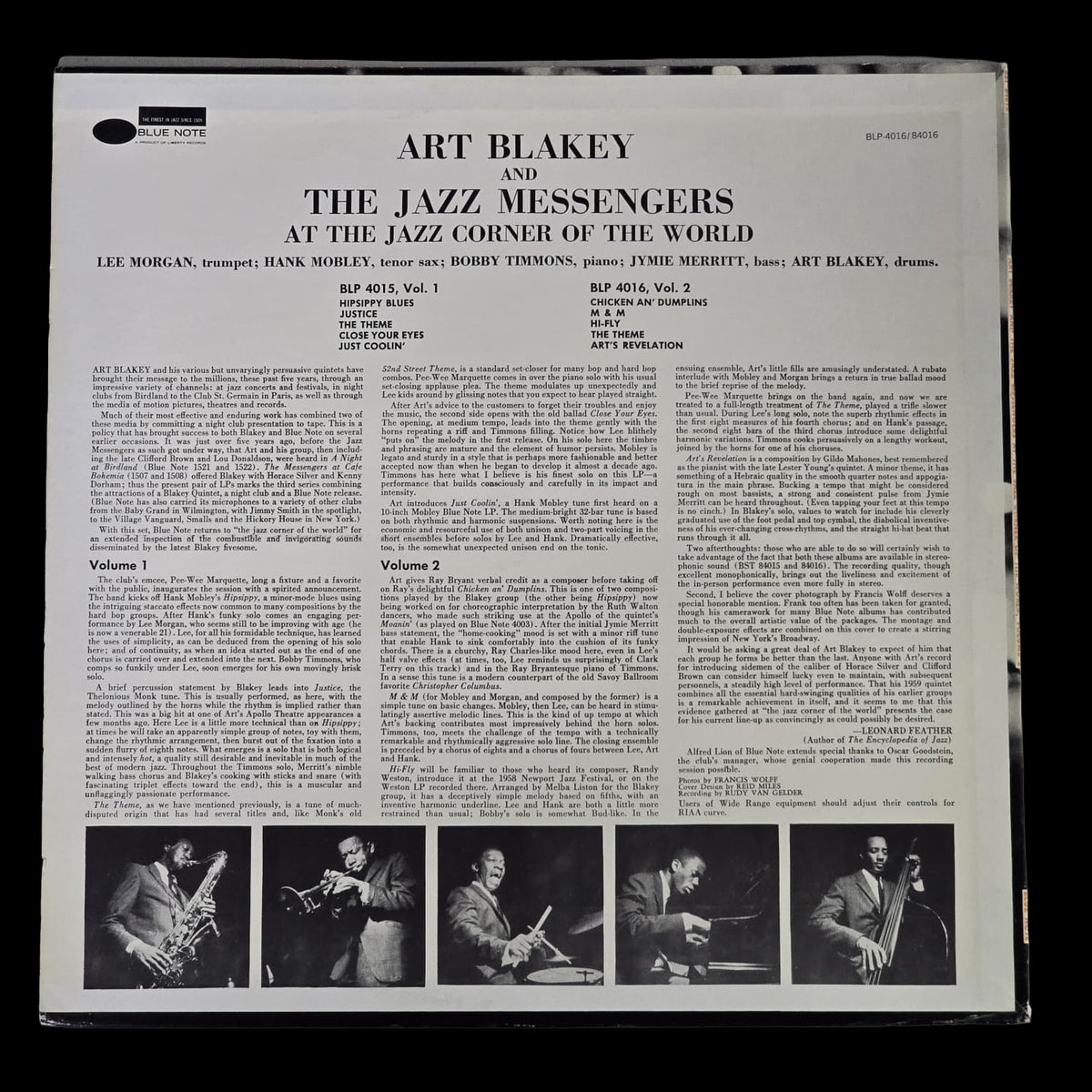Art Blakey Jazz Corner Of The World Vol 2 Blue Note LP, back cover