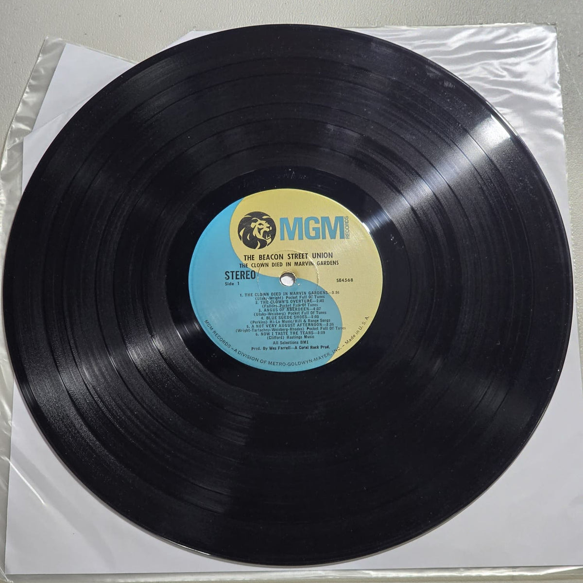 Beacon Street Union The Clown Died In Marvin Gardens 1968 MGM LP, side 1 label