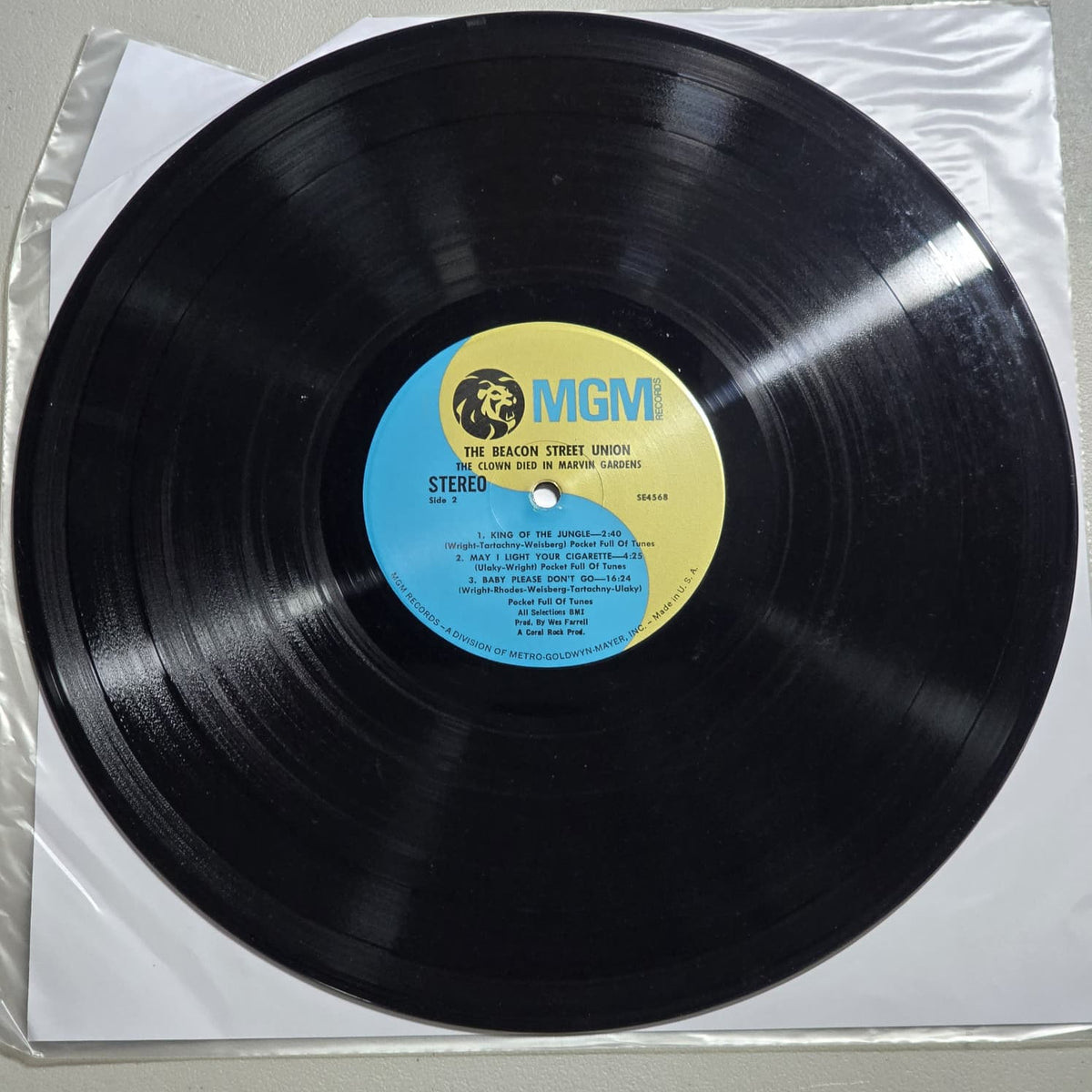 Beacon Street Union The Clown Died In Marvin Gardens 1968 MGM LP, side 2 label
