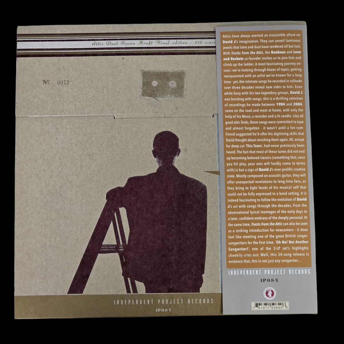 David J Tracks From The Attic 3LP brown kraft vinyl, back cover