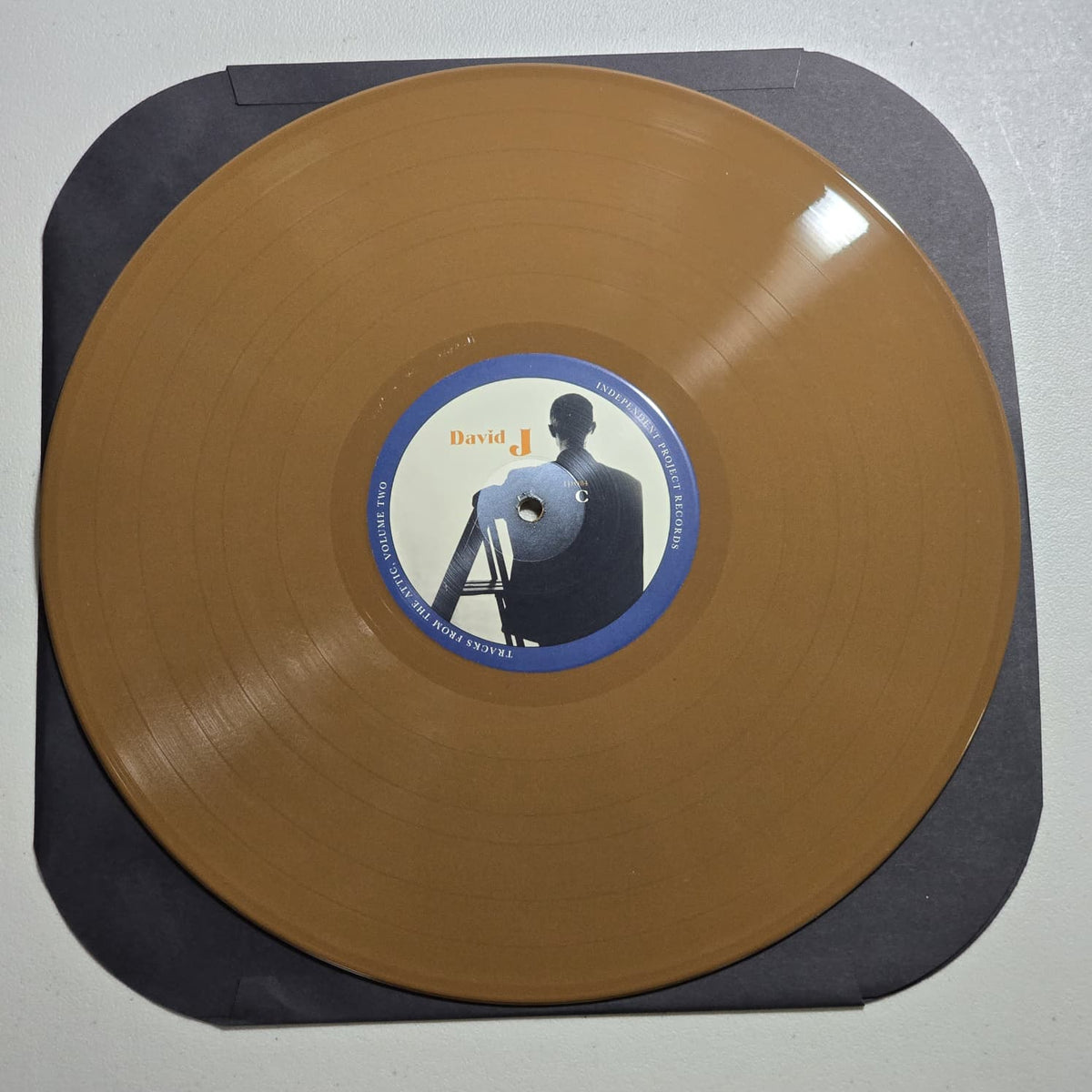 David J Tracks From The Attic 3LP brown kraft vinyl, LP label