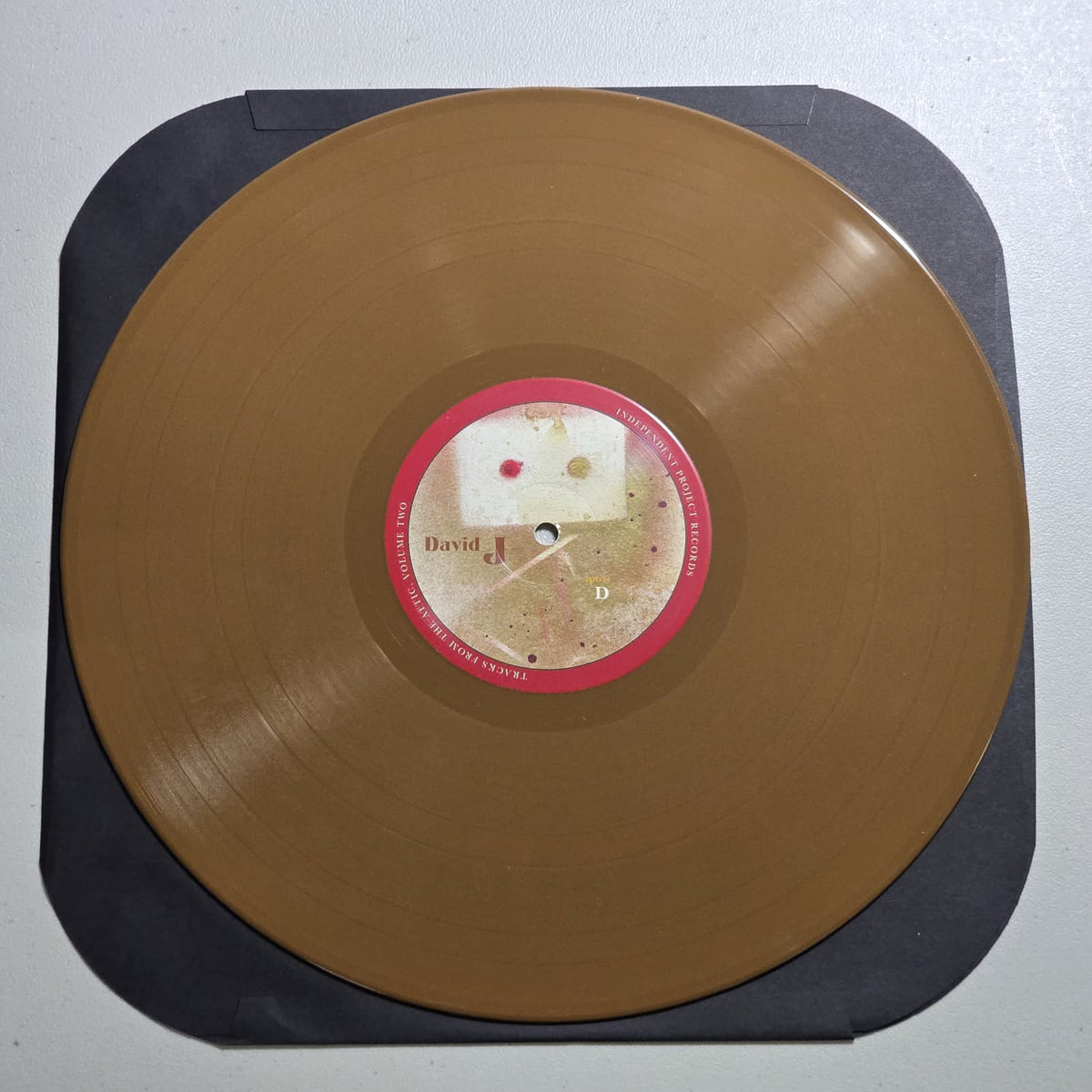 David J Tracks From The Attic 3LP brown kraft vinyl, LP label