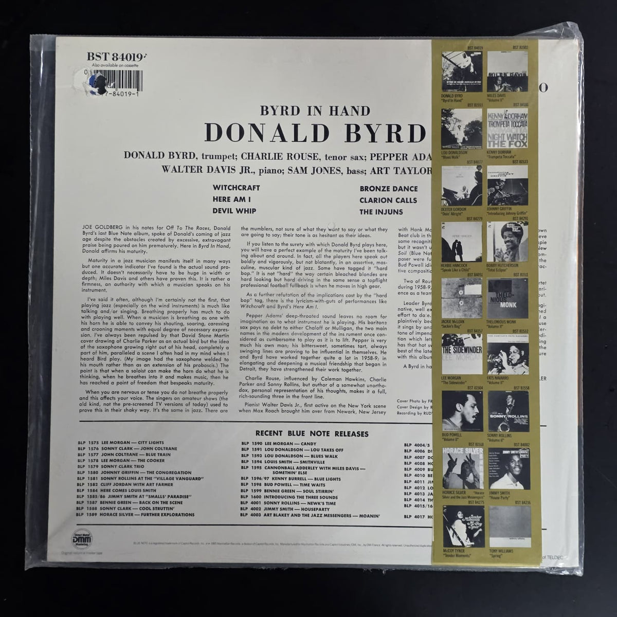 Donald Byrd – Byrd In Hand – 1985 France LP Blue Note – Sealed