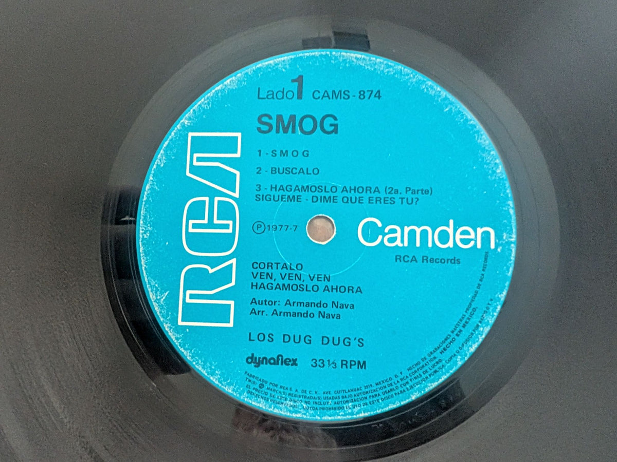 Dug Dug's Smog Mexico LP original 1973 cover, side 1 label
