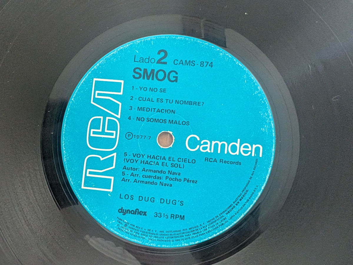Dug Dug's Smog Mexico LP original 1973 cover, side 2 label