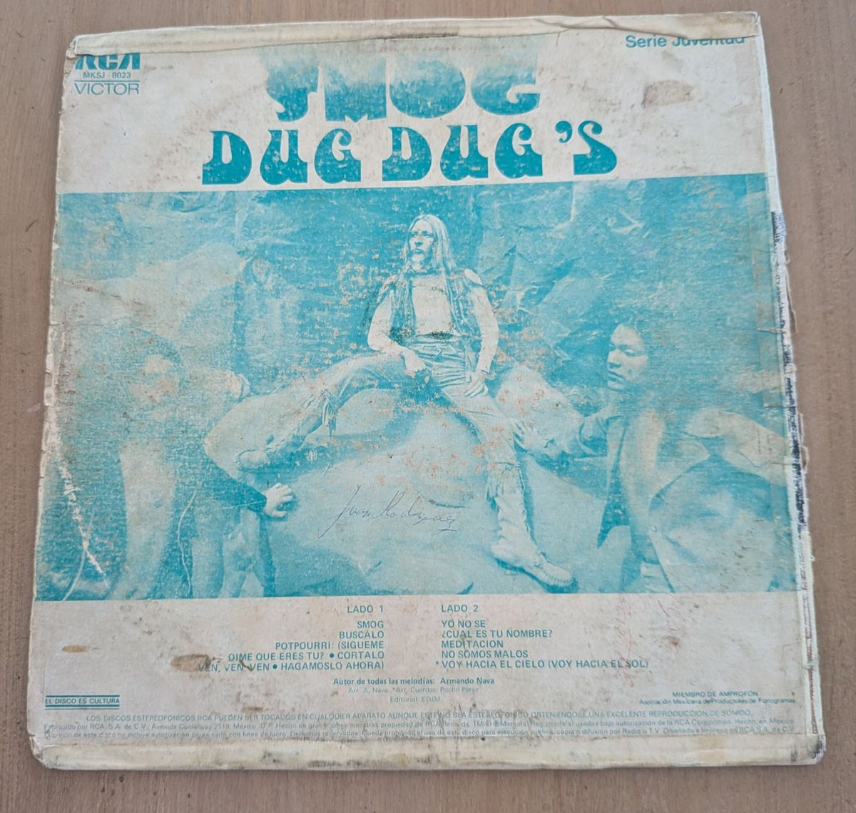 Dug Dug's Smog Mexico LP original 1973 cover, back cover