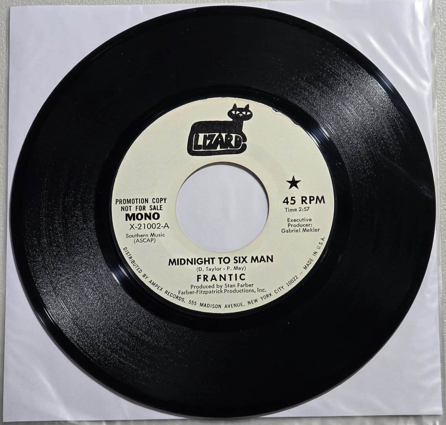 The Frantics – Midnight To Six Man – 1970 US Promo 7" Lizard X-21002 – VG+