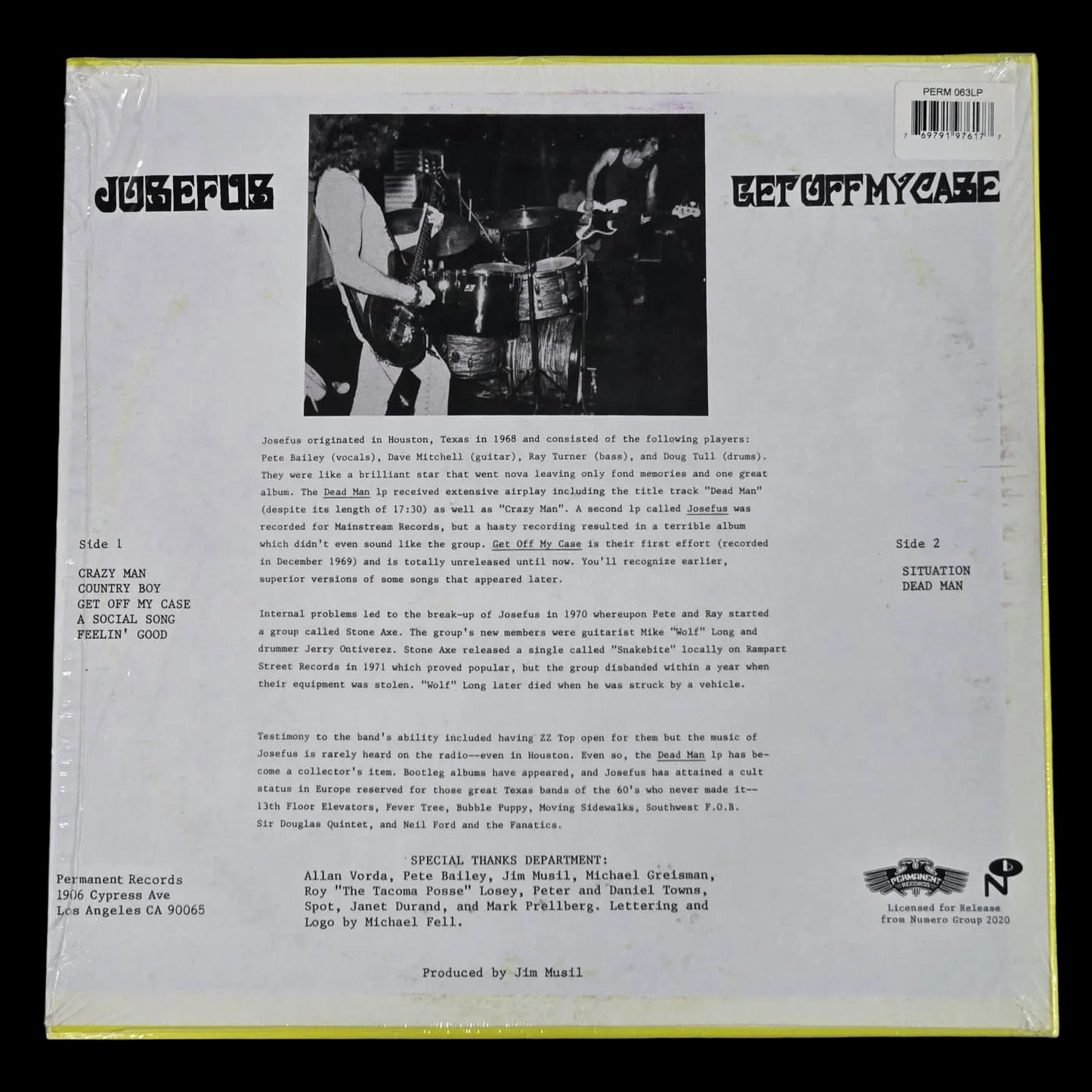 Josefus - Get Off My Case - 2020 RSD Permanent Records Reissue - NM NM
