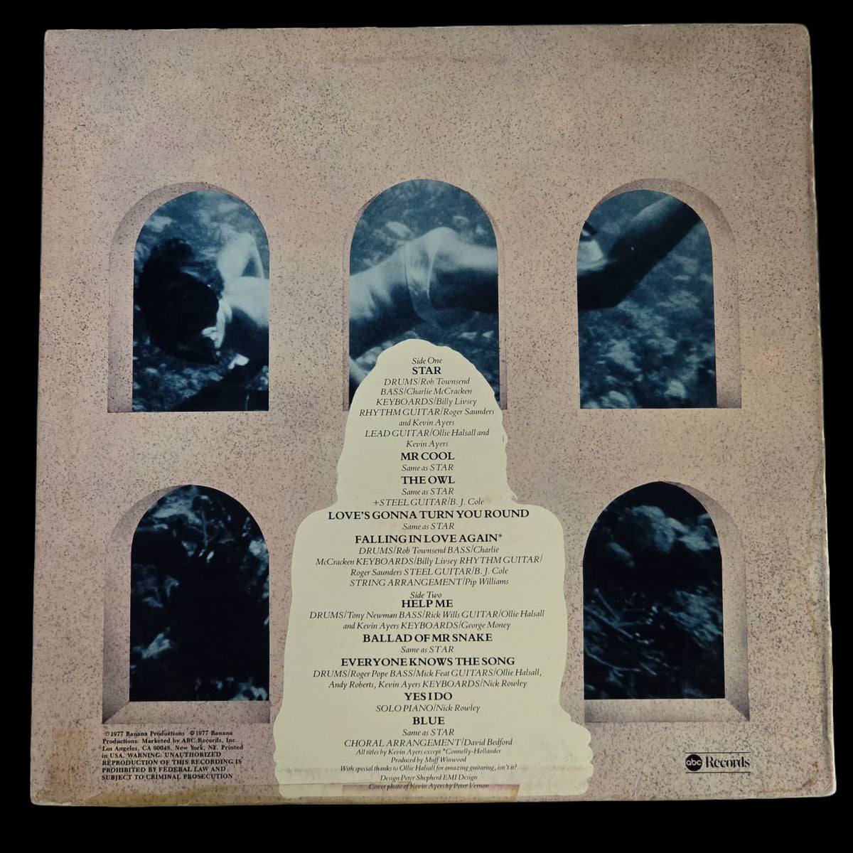 Kevin Ayers Yes We Have No Mananas 1977 ABC LP, back cover