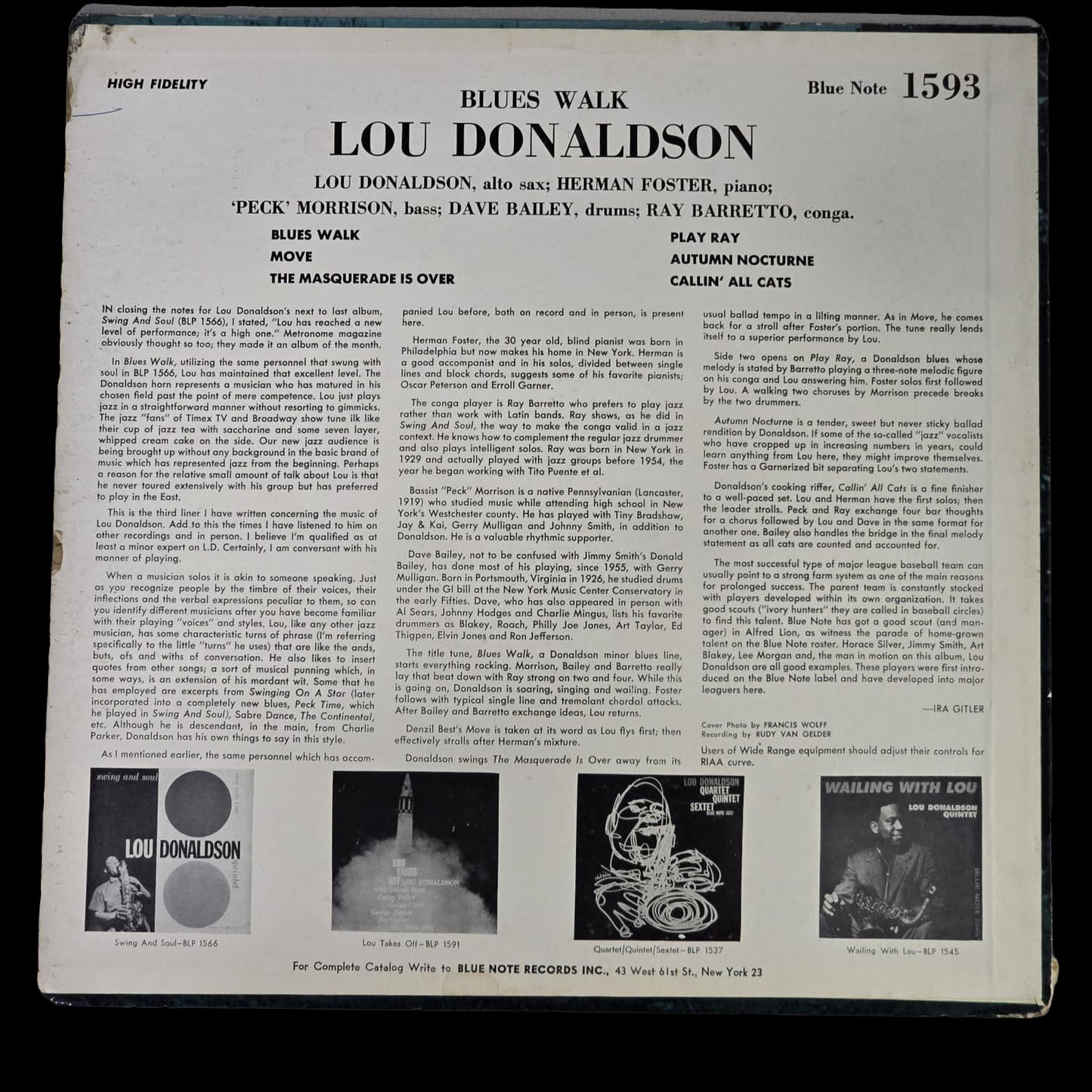 Lou Donaldson – Blues Walk – 1959 US LP Blue Note – VG/VG