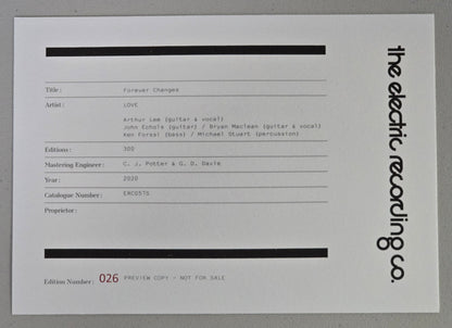 Love – Forever Changes – 2020 UK Stereo Ltd Reissue Electric Recording Co. – NM/NM
