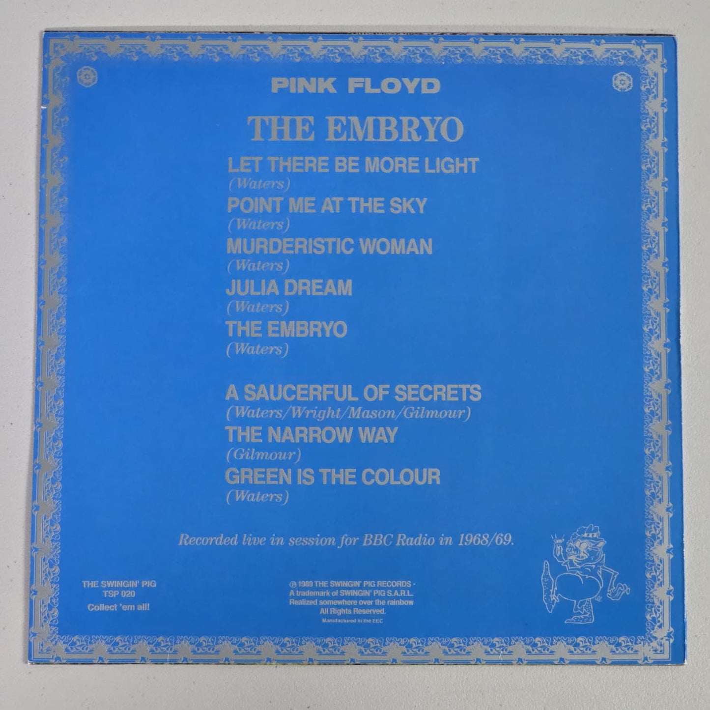 Pink Floyd - The Embryo - The Swingin Pig - 1989 - MCV - VG+ NM - Bootleg