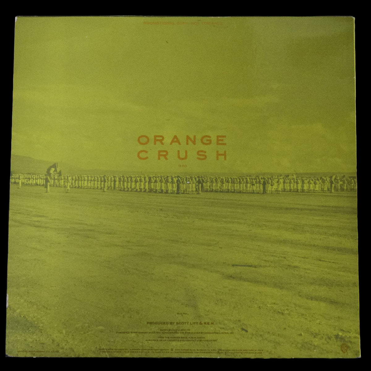 R.E.M. Orange Crush 1988 promo 12 inch orange vinyl, back cover