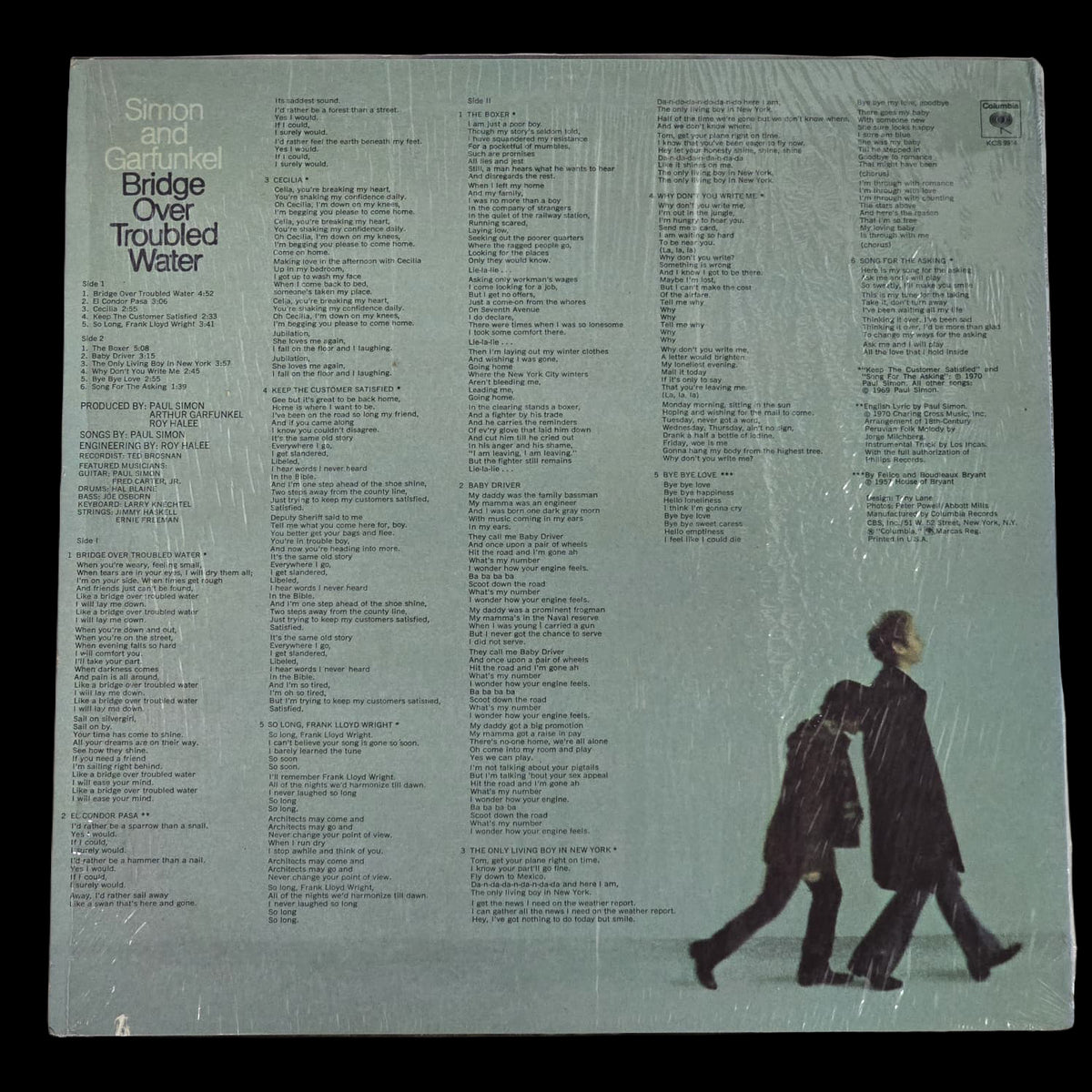 Simon & Garfunkel Bridge Over Troubled Water 1971 Columbia LP, back cover