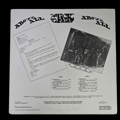 Stack Above All 1997 Void Records reissue LP, back cover