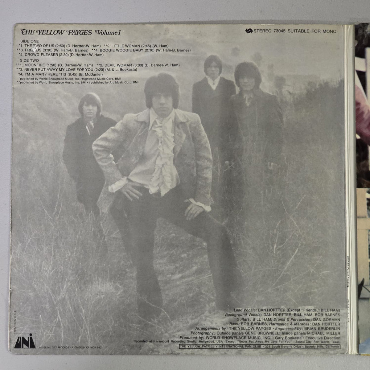 The Yellow Payges Volume 1 1969 Uni stereo LP, gatefold inside right