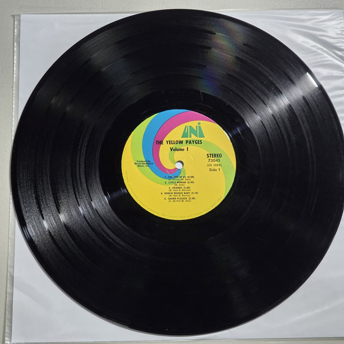 The Yellow Payges Volume 1 1969 Uni stereo LP, side 1 label