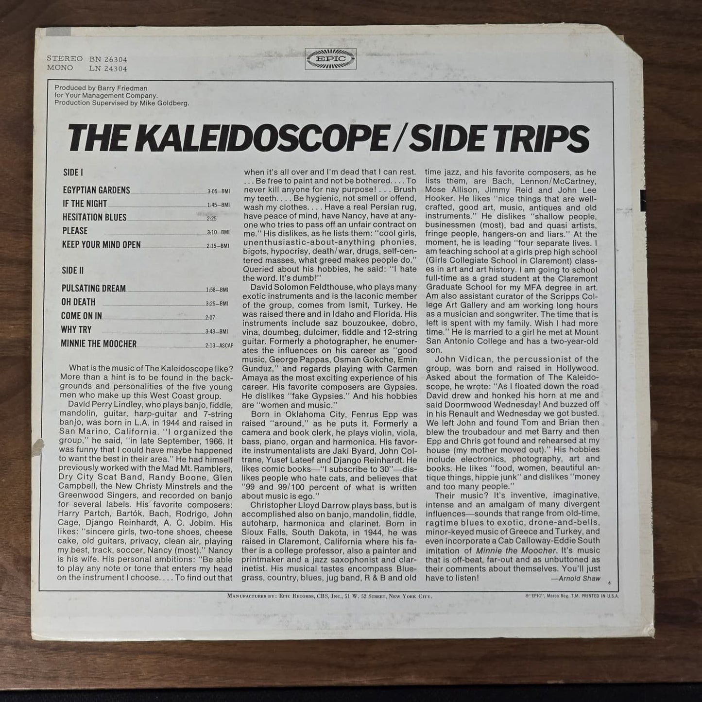 The Kaleidoscope - Side Trips - 1970 Reissue - Black Font - VG VG+