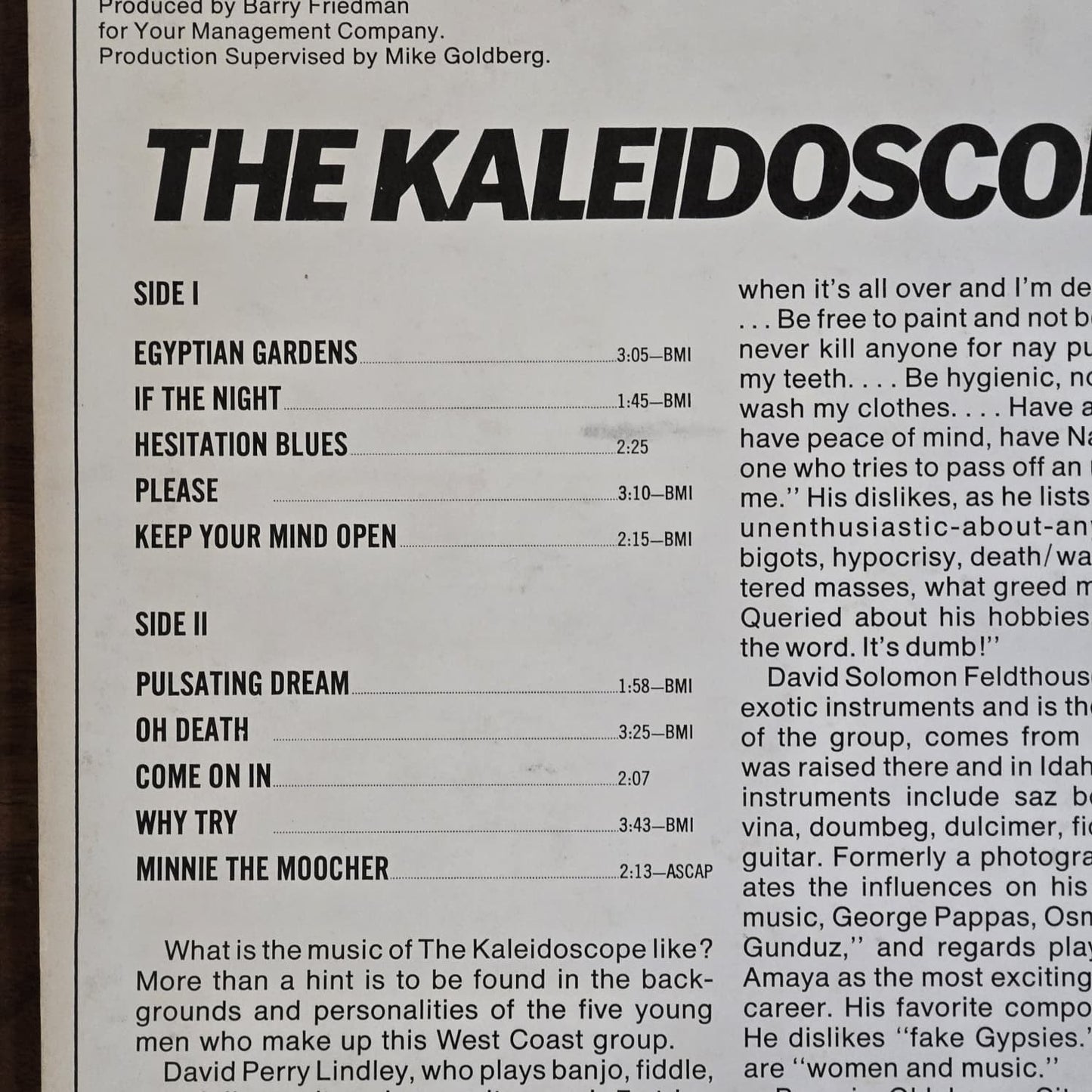 The Kaleidoscope - Side Trips - 1970 Reissue - Black Font - VG VG+