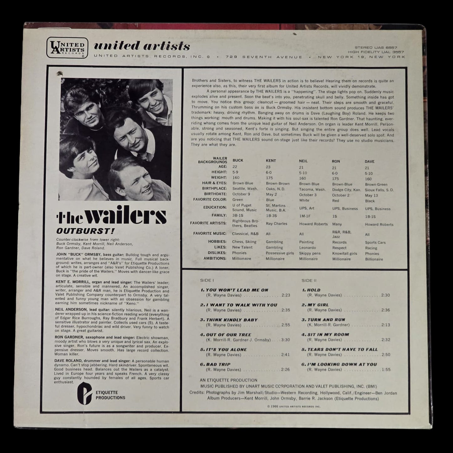 The Wailers – Outburst! – 1966 US Mono LP United Artists – VG+/NM