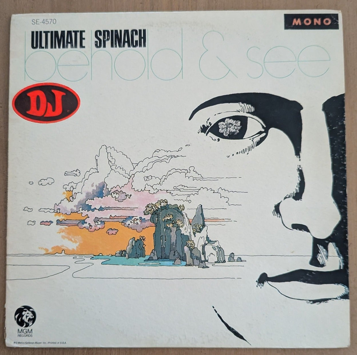 Ultimate Spinach Behold & See 1968 MGM mono DJ promo LP, front cover with DJ and MONO stickers