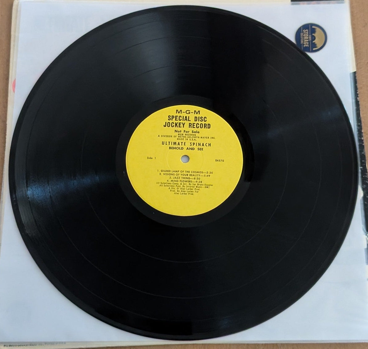 Ultimate Spinach Behold & See 1968 MGM mono DJ promo LP, side 1 yellow promo label