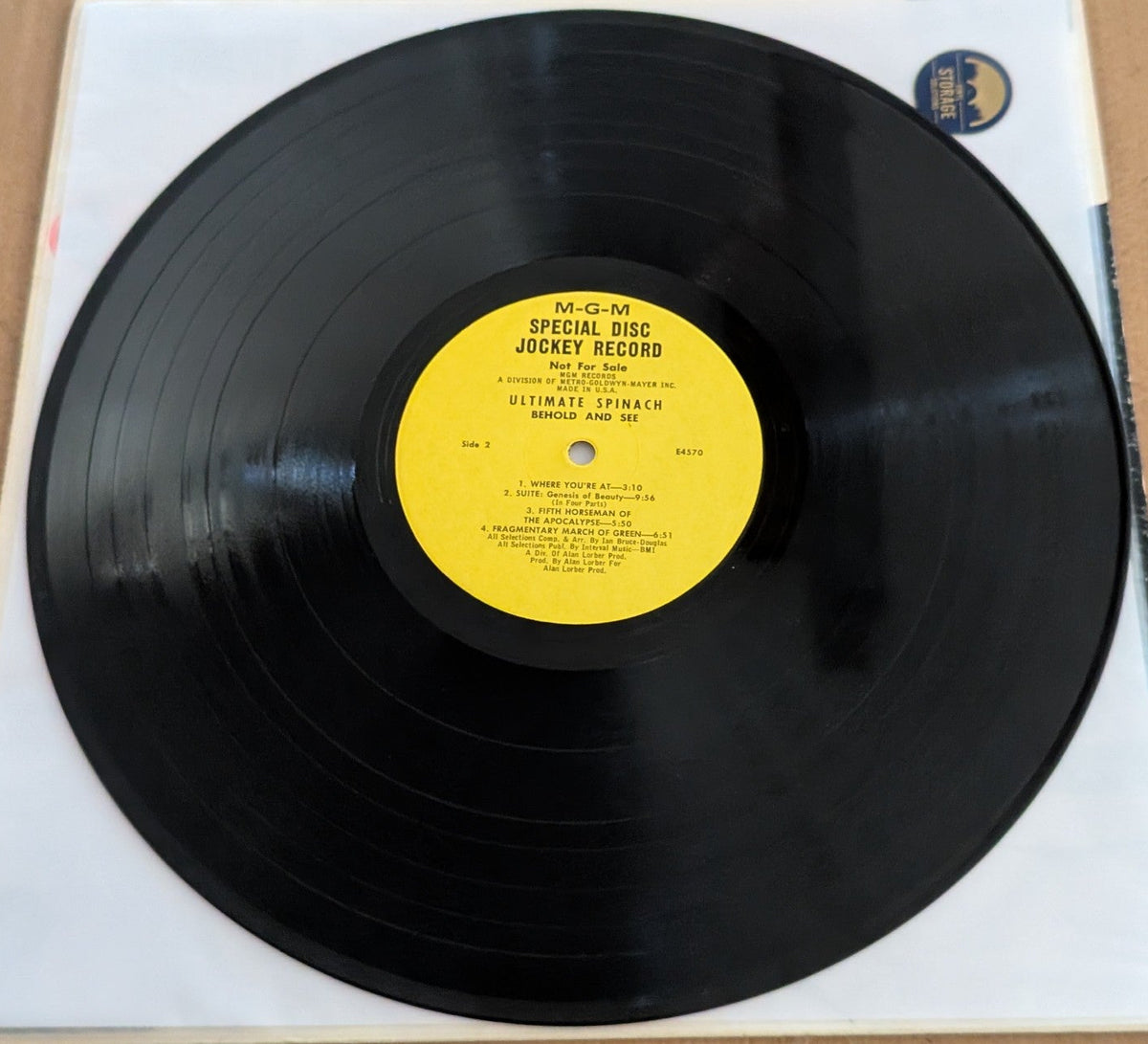 Ultimate Spinach Behold & See 1968 MGM mono DJ promo LP, side 2 yellow promo label